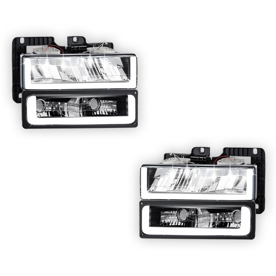 GMC K2500 SLE / SLT (1988 - 2000) U-LED DRL Replacement Headlights LH + RH