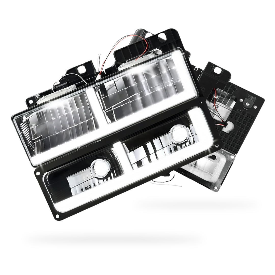 GMC K2500 Suburban SLE / SLT (1992 - 1993) F-LED DRL Replacement Headlights LH + RH