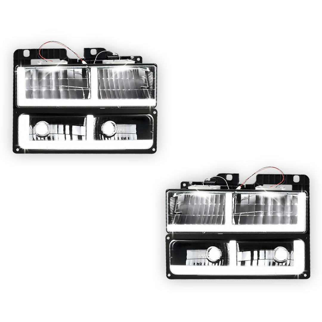 GMC K2500 Suburban SLE / SLT (1992 - 1993) F-LED DRL Replacement Headlights LH + RH