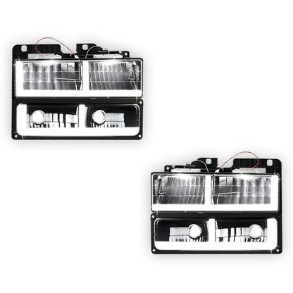 GMC K2500 Suburban SLE / SLT (1992 - 1993) F-LED DRL Replacement Headlights LH + RH