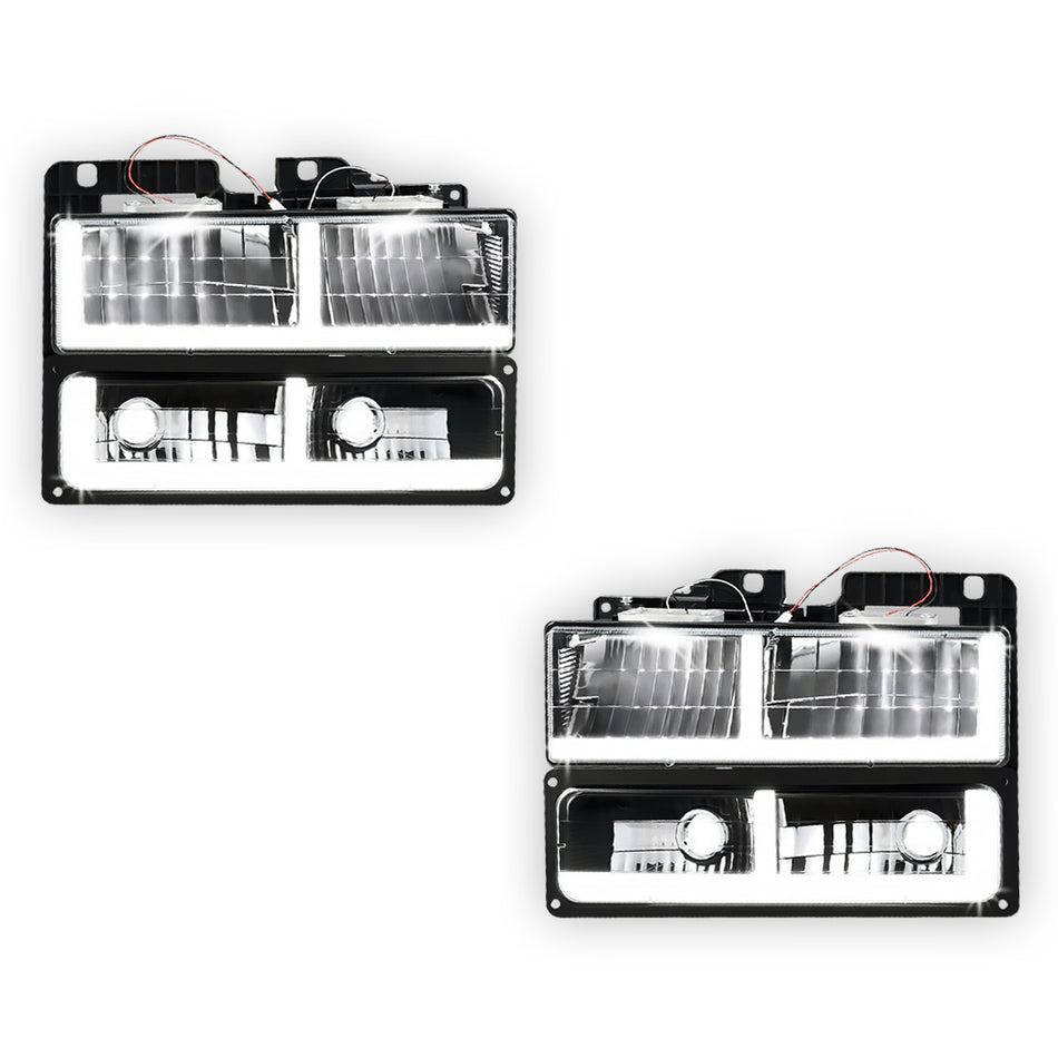 GMC K2500 Suburban SLE / SLT (1992 - 1993) F-LED DRL Replacement Headlights LH + RH