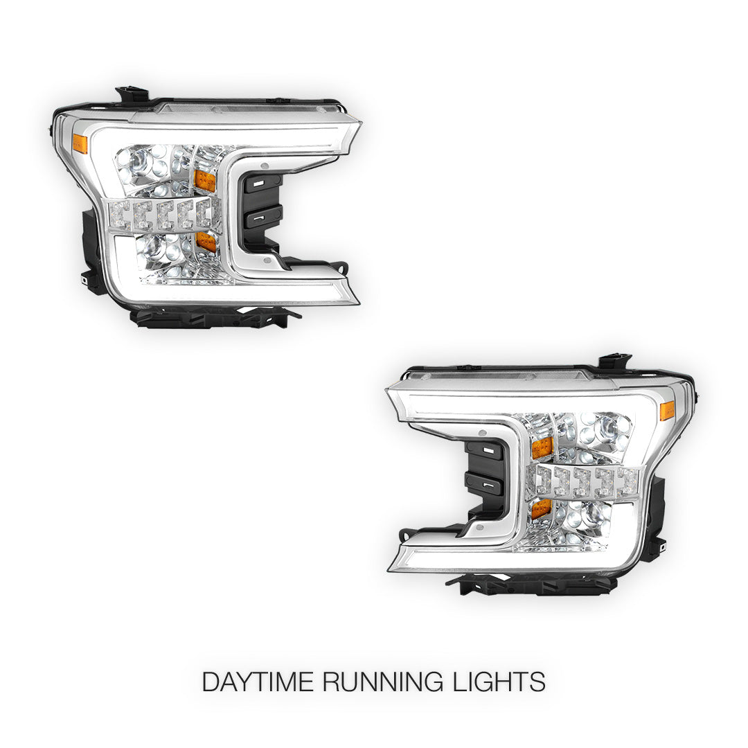 Ford F-150 (2018 - 2020) Full LED Sequential Start-Up LED DRL Switchback Projector Headlights LH + RH
