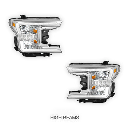 Ford F-150 (2018 - 2020) Full LED Sequential Start-Up LED DRL Switchback Projector Headlights LH + RH