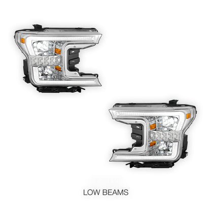 Ford F-150 (2018 - 2020) Full LED Sequential Start-Up LED DRL Switchback Projector Headlights LH + RH