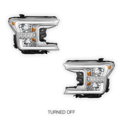 Ford F-150 (2018 - 2020) Full LED Sequential Start-Up LED DRL Switchback Projector Headlights LH + RH