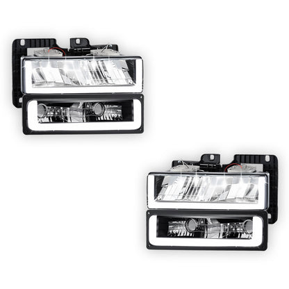 GMC K2500 Suburban SLE / SLT (1992 - 1993) U-LED DRL Replacement Headlights LH + RH