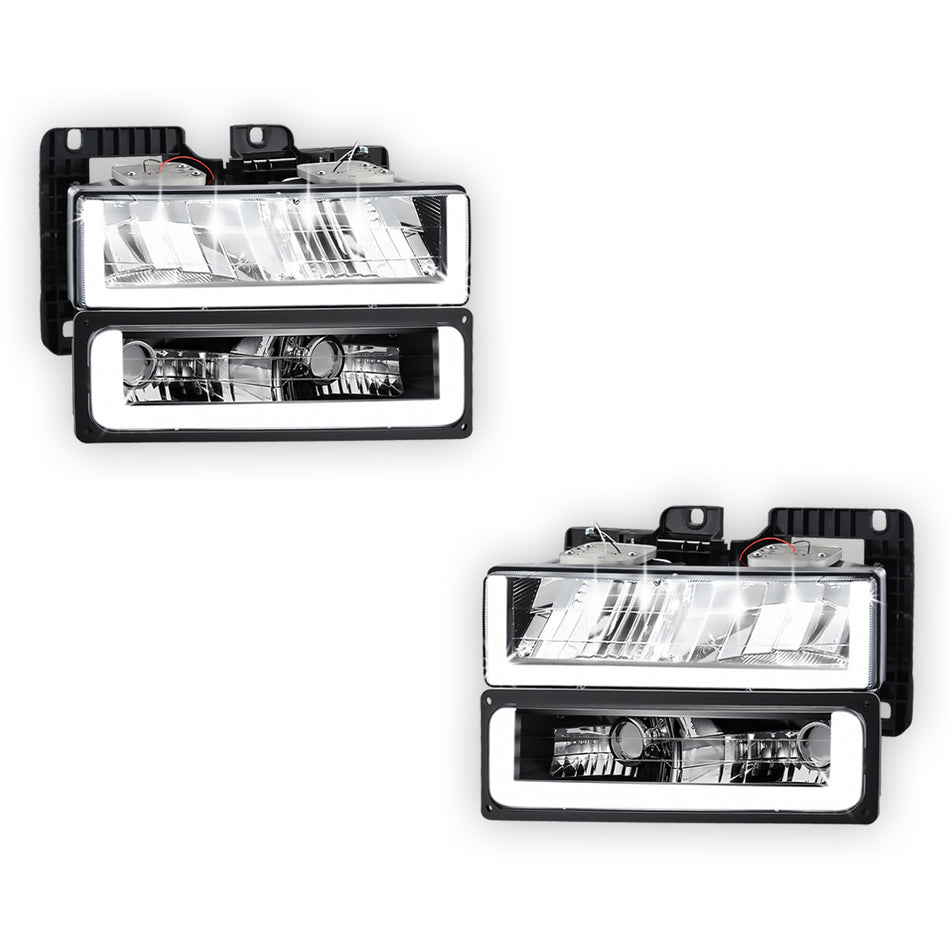 GMC K2500 Suburban SLE / SLT (1992 - 1993) U-LED DRL Replacement Headlights LH + RH