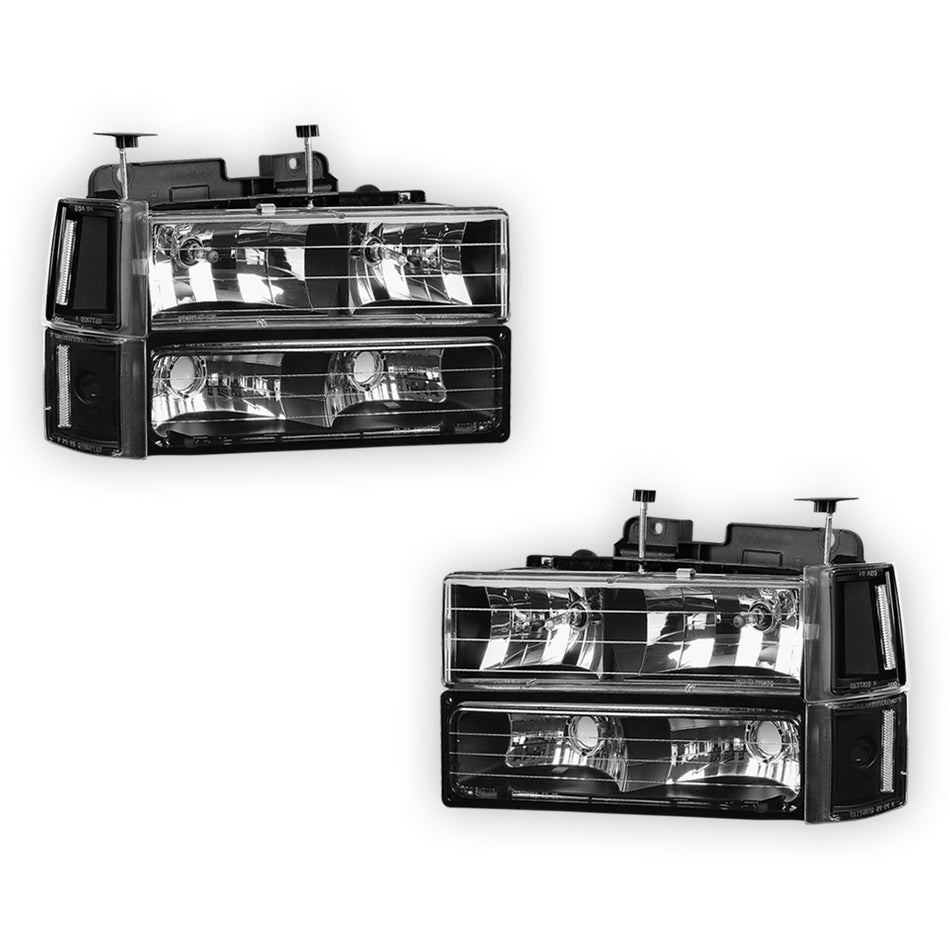 GMC K2500 Suburban SLE / SLT (1994 - 1999) Replacement Headlights and Bumper Lights LH + RH