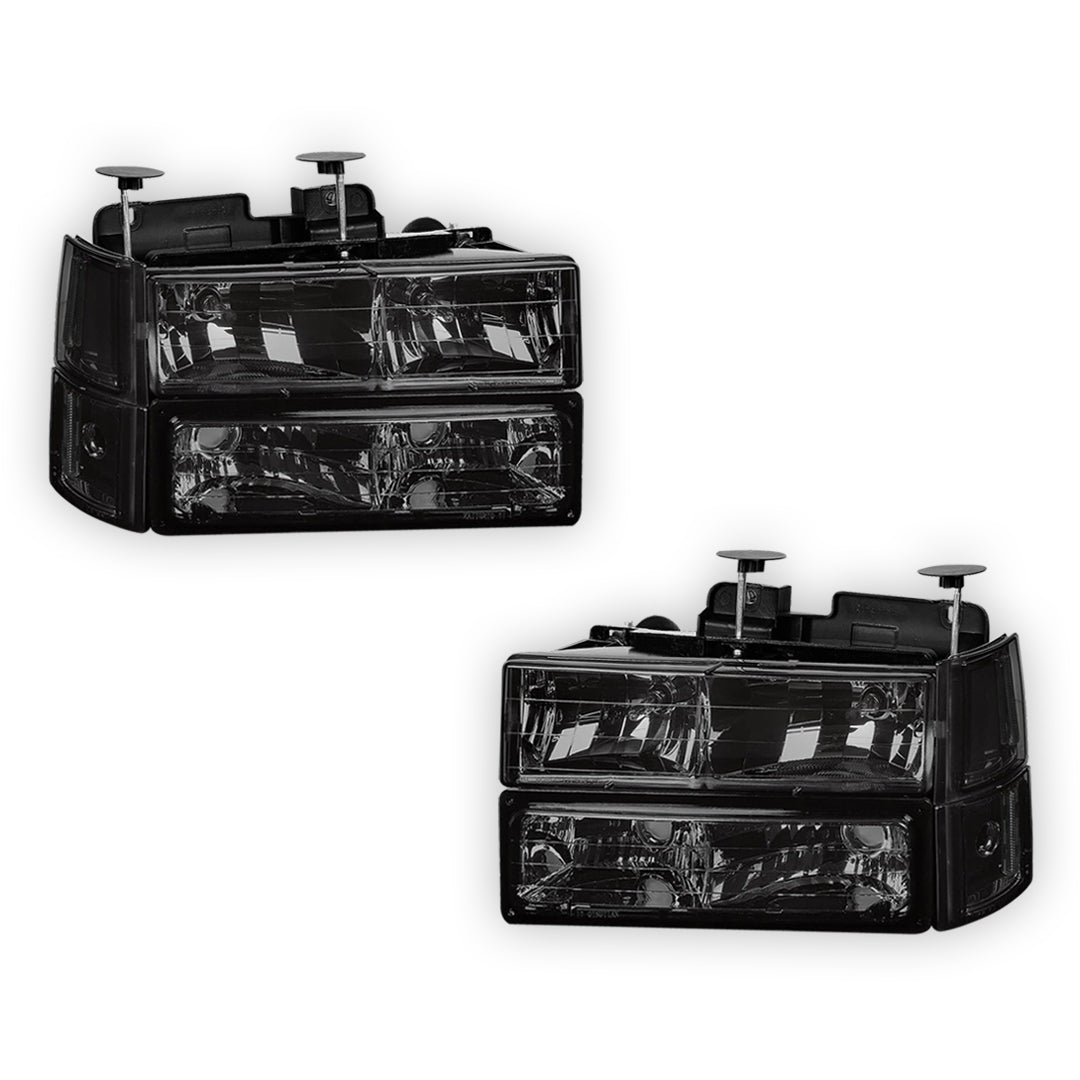GMC K2500 Suburban SLE / SLT (1994 - 1999) Replacement Headlights and Bumper Lights LH + RH