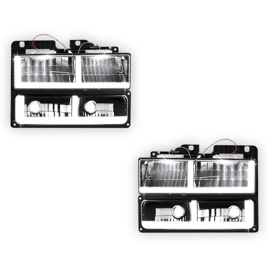 GMC K3500 SLE / SLT (1988 - 2000) F-LED DRL Replacement Headlights LH + RH