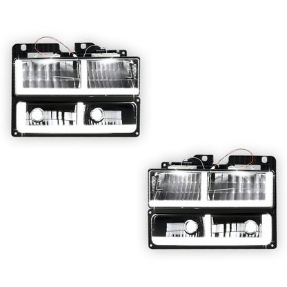 GMC K3500 SLE / SLT (1988 - 2000) F-LED DRL Replacement Headlights LH + RH
