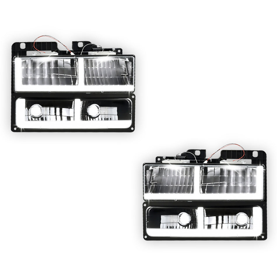 GMC K3500 SLE / SLT (1988 - 2000) F-LED DRL Replacement Headlights LH + RH