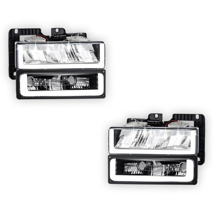 GMC K3500 SLE / SLT (1988 - 2000) U-LED DRL Replacement Headlights LH + RH