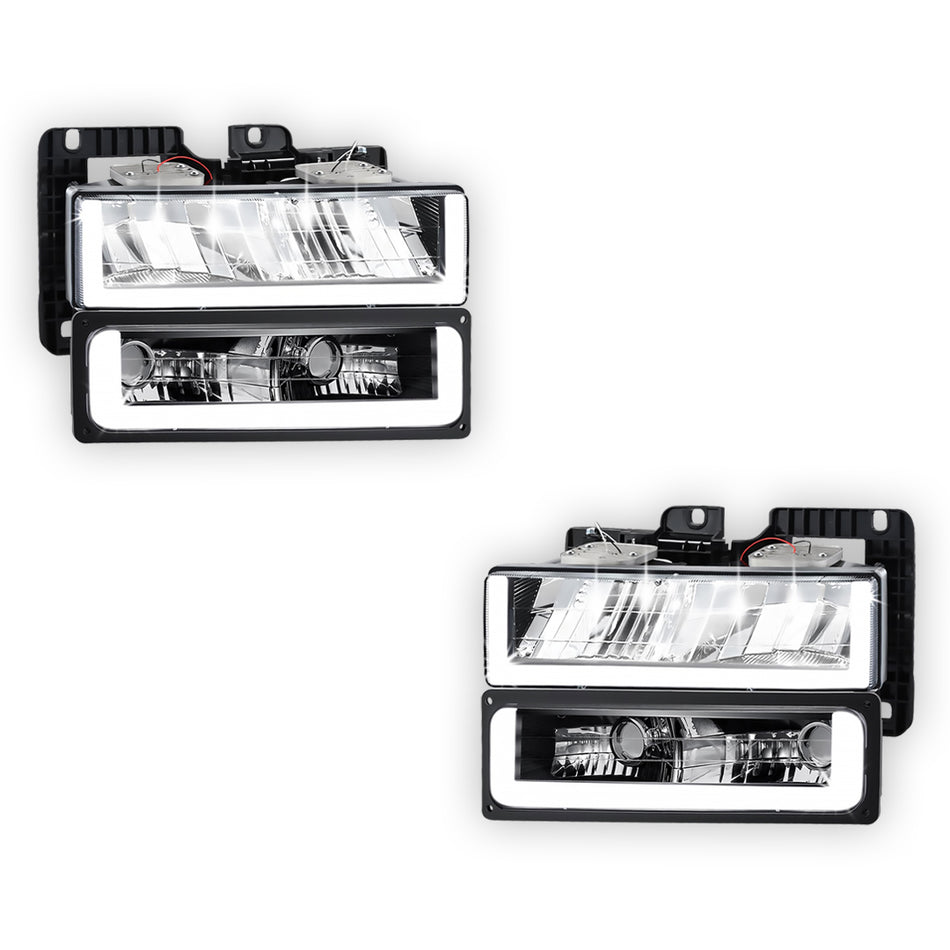 GMC K3500 SLE / SLT (1988 - 2000) U-LED DRL Replacement Headlights LH + RH