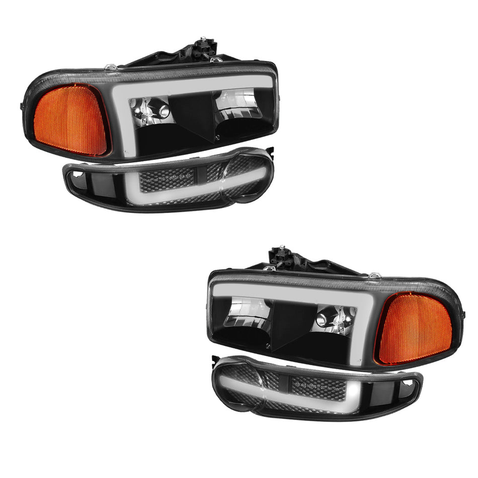 GMC Sierra 1500 C3 / CE / Denali (2001 - 2006) L-LED DRL Replacement Headlights LH + RH