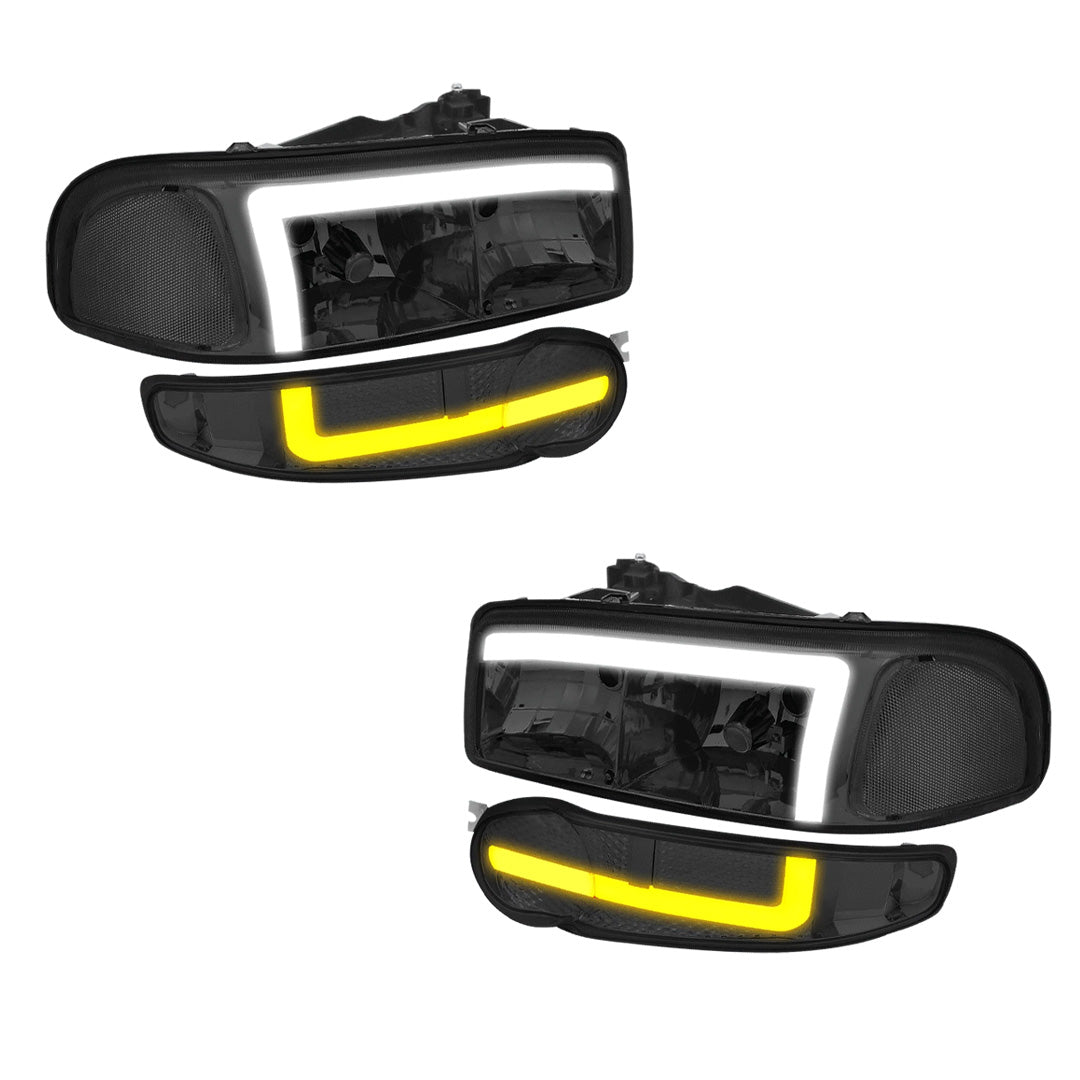 GMC Sierra 1500 C3 / CE / Denali (2001 - 2006) L-LED DRL Replacement Headlights LH + RH