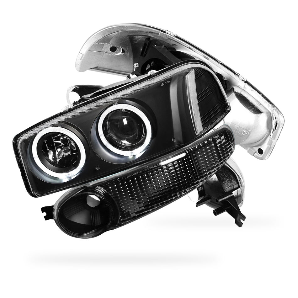 GMC Sierra 1500 Denali (2002 - 2006) Black Dual Halo Projector Headlights LH + RH