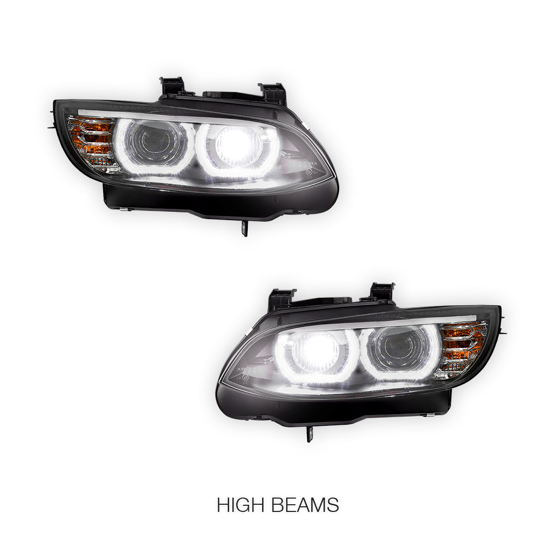 BMW 3-Series 328i / E92 / E93 (2007 - 2010) LED Halo Angel Eyes HID/Xenon Headlights LH + RH