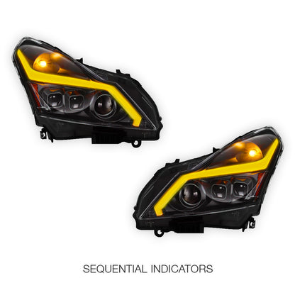 INFINITI G37 Sedan (2010 - 2013) Sequential LED DRL Dual Projector Headlights LH + RH