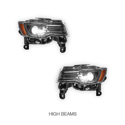 Jeep Grand Cherokee (2014 - 2022) Sequential Full LED Black Projector Headlights LH + RH