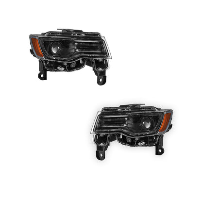 Jeep Grand Cherokee (2014 - 2022) Sequential Full LED Black Projector Headlights LH + RH