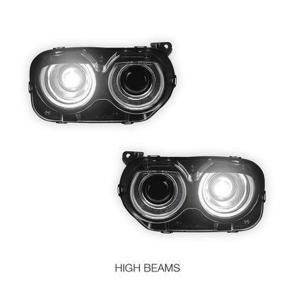 Dodge Challenger (2015 - 2023) LED DRL Halogen Black Replacement Headlights LH + RH