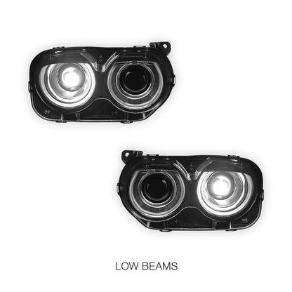 Dodge Challenger (2015 - 2023) LED DRL Halogen Black Replacement Headlights LH + RH