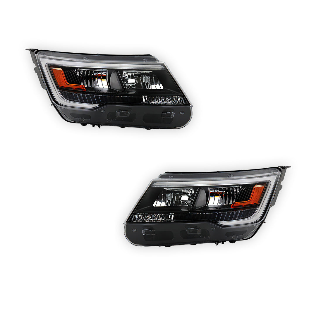 Ford Explorer (2016 - 2019) LED DRL Black Replacement Headlights LH + RH
