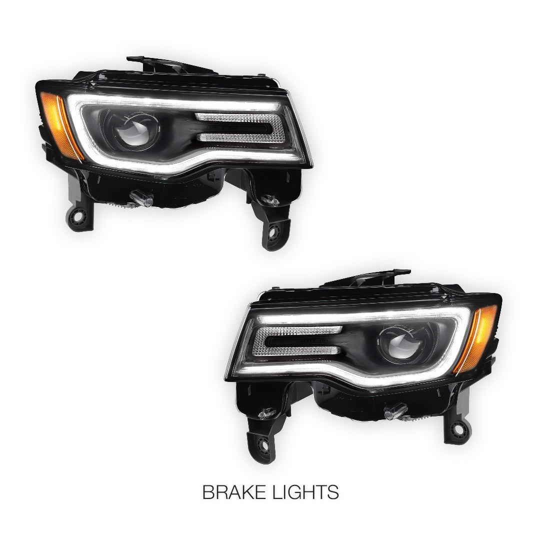 Jeep Grand Cherokee (2017 - 2021) Halogen LED Tube Projector Headlights LH + RH