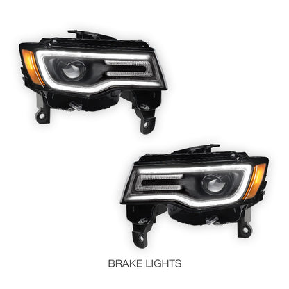 Jeep Grand Cherokee (2017 - 2021) Halogen LED Tube Projector Headlights LH + RH
