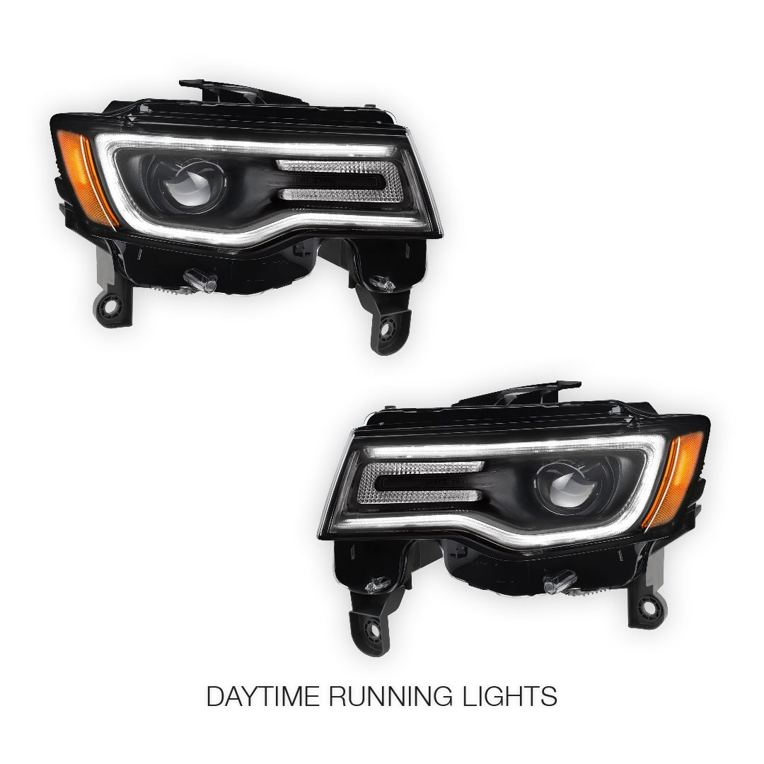 Jeep Grand Cherokee (2017 - 2021) Halogen LED Tube Projector Headlights LH + RH