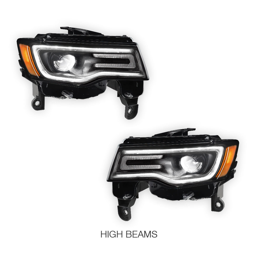 Jeep Grand Cherokee (2017 - 2021) Halogen LED Tube Projector Headlights LH + RH