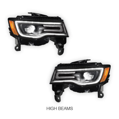 Jeep Grand Cherokee (2017 - 2021) Halogen LED Tube Projector Headlights LH + RH