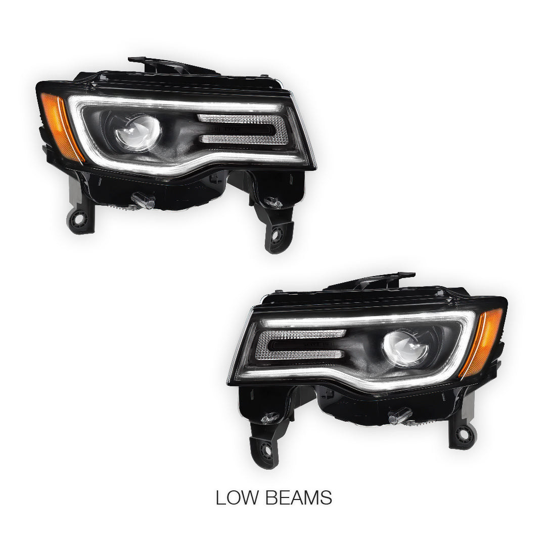 Jeep Grand Cherokee (2017 - 2021) Halogen LED Tube Projector Headlights LH + RH