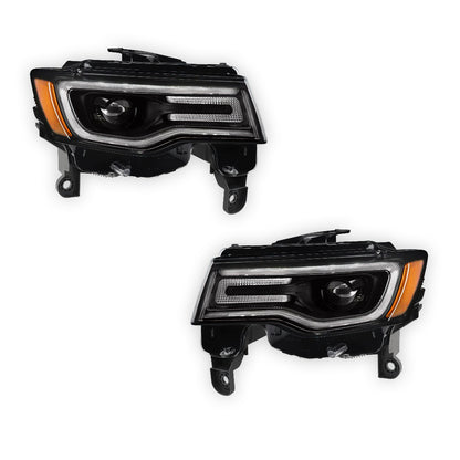 Jeep Grand Cherokee (2017 - 2021) Halogen LED Tube Projector Headlights LH + RH