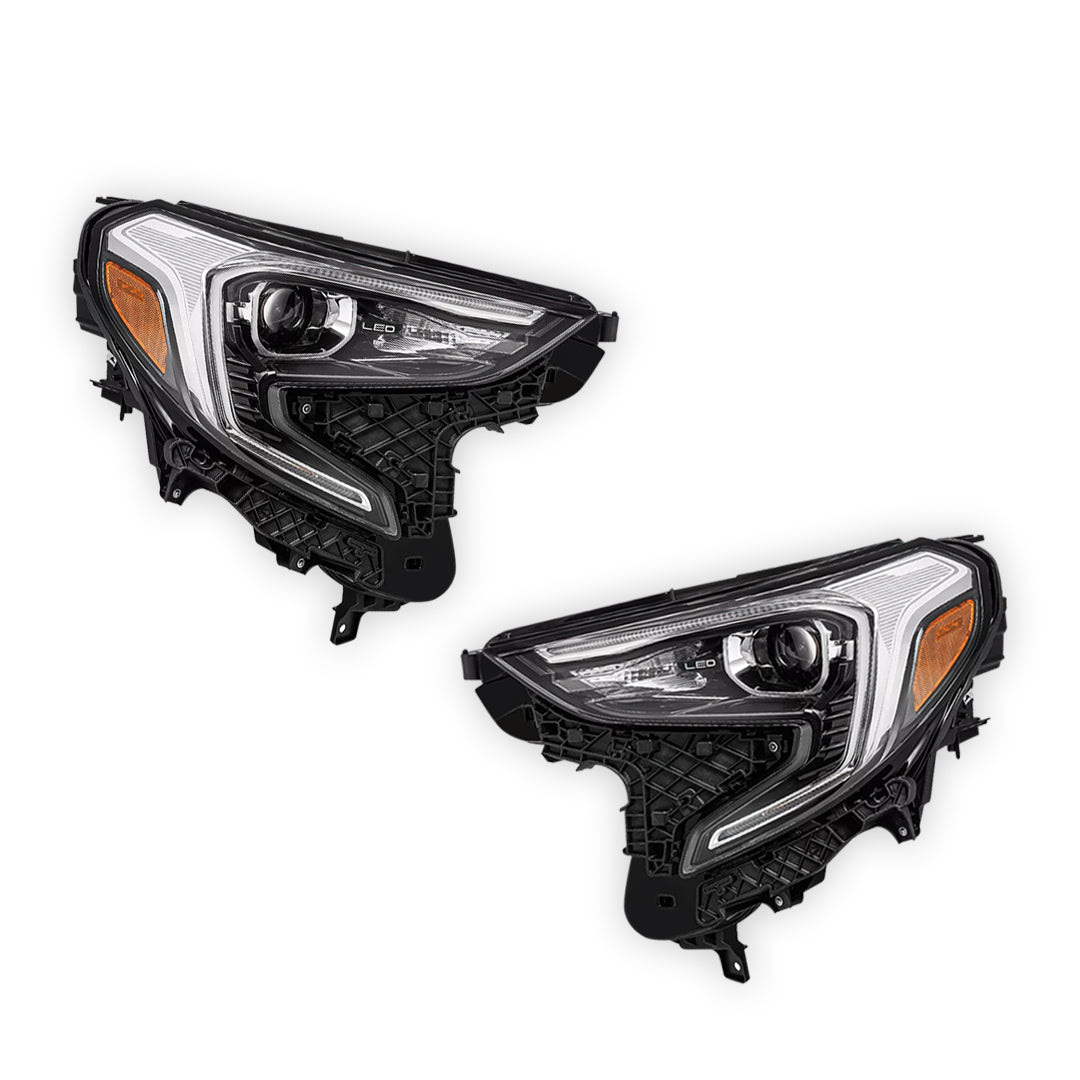 GMC Terrain Denali / SL / SLE / SLT (2018 - 2021) LED DRL HID/Xenon Chrome Projector Replacement Headlights LH + RH