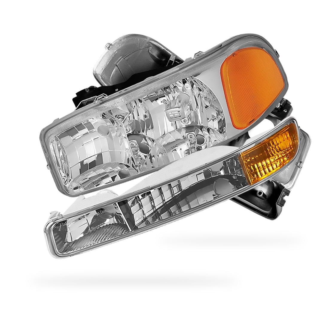 GMC Yukon SLE / SLT (1999 - 2006) Replacement Headlights and Bumper Lights LH + RH