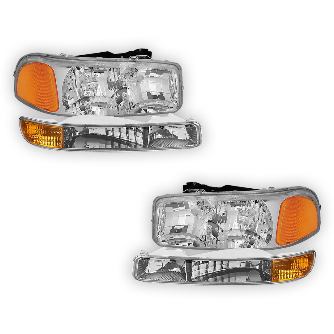 GMC Yukon SLE / SLT (1999 - 2006) Replacement Headlights and Bumper Lights LH + RH