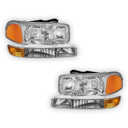 GMC Yukon SLE / SLT (1999 - 2006) Replacement Headlights and Bumper Lights LH + RH