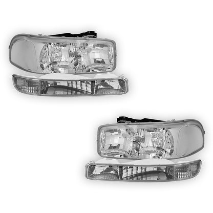 GMC Yukon SLE / SLT (1999 - 2006) Replacement Headlights and Bumper Lights LH + RH