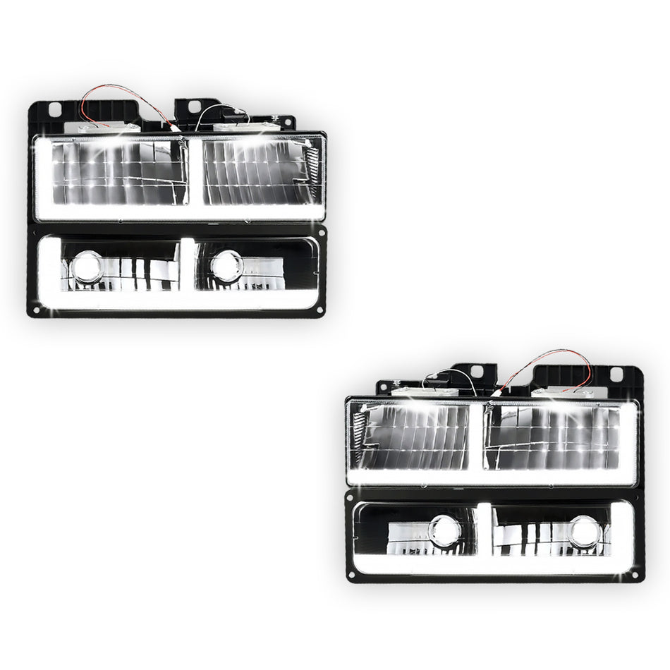 GMC Yukon SLT (1992 - 1999) F-LED DRL Replacement Headlights LH + RH