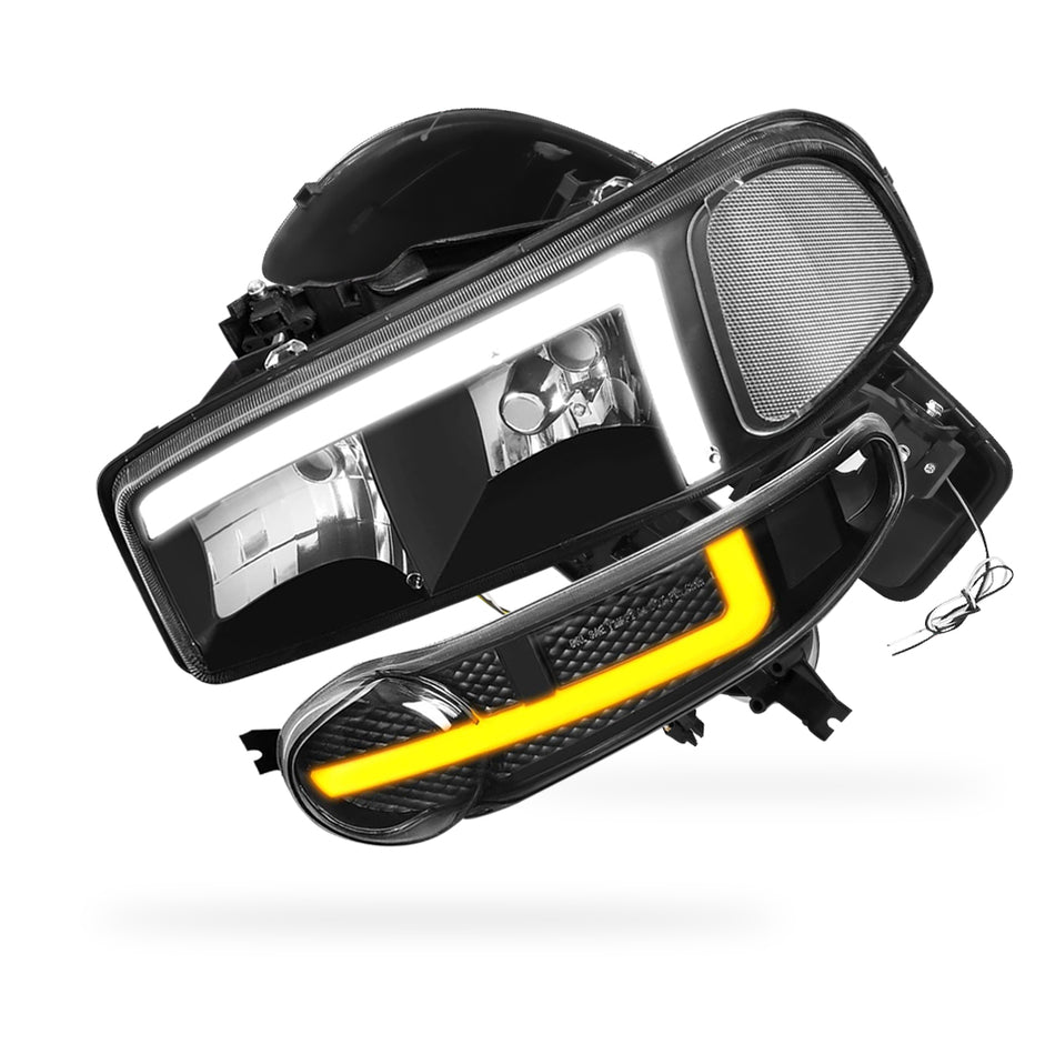 GMC Yukon XL 1500 Denali (2001 - 2006) L-LED DRL Replacement Headlights LH + RH