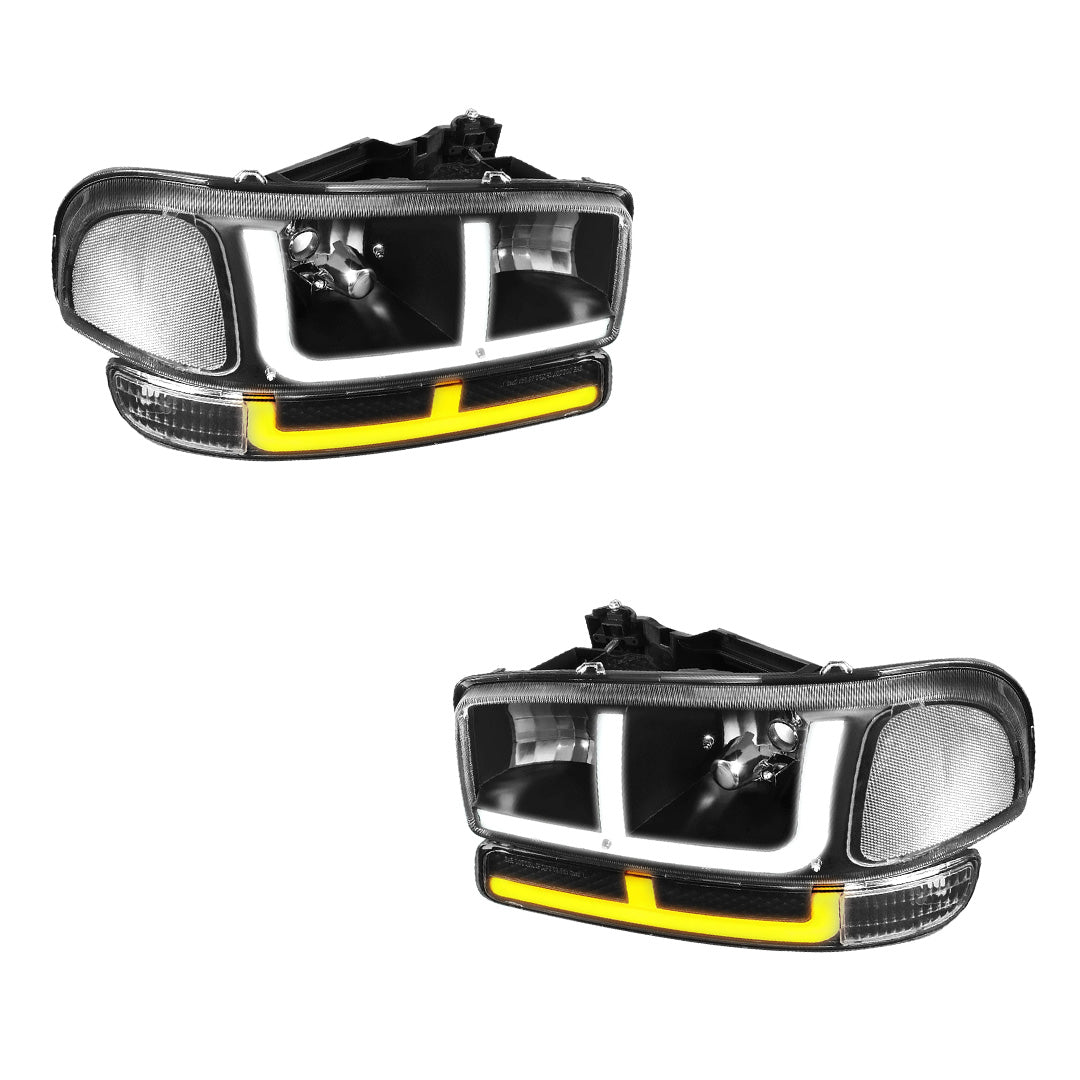 GMC Yukon XL 1500 SLE / SLT (2000 - 2006) F-LED DRL Replacement Headlights LH + RH