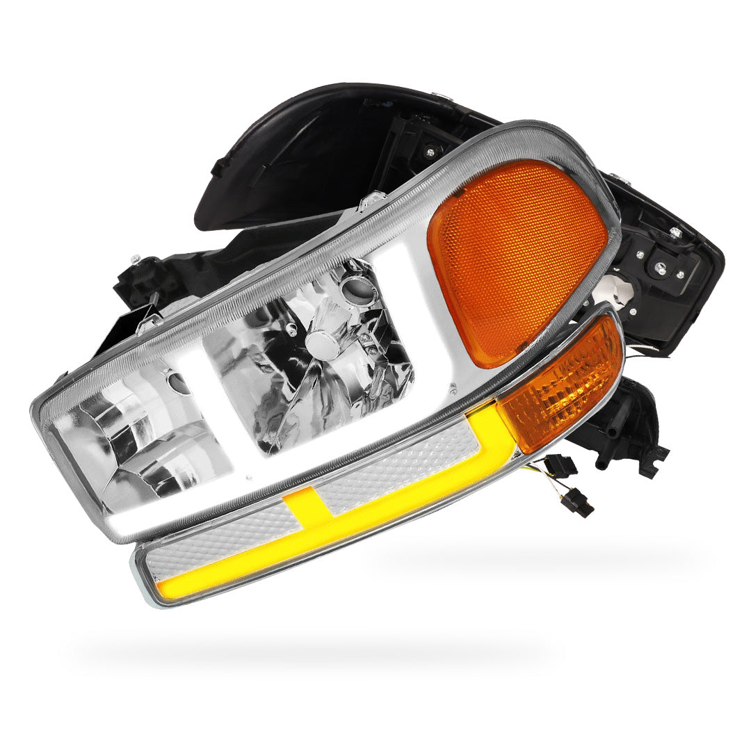 GMC Yukon XL 1500 SLE / SLT (2000 - 2006) F-LED DRL Replacement Headlights LH + RH