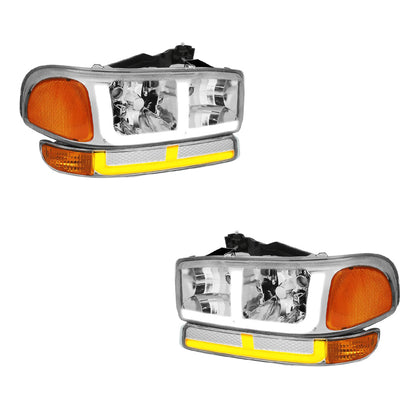 GMC Yukon XL 1500 SLE / SLT (2000 - 2006) F-LED DRL Replacement Headlights LH + RH