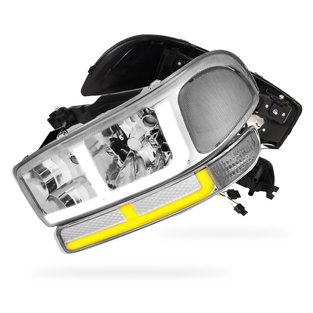 GMC Yukon XL 1500 SLE / SLT (2000 - 2006) F-LED DRL Replacement Headlights LH + RH