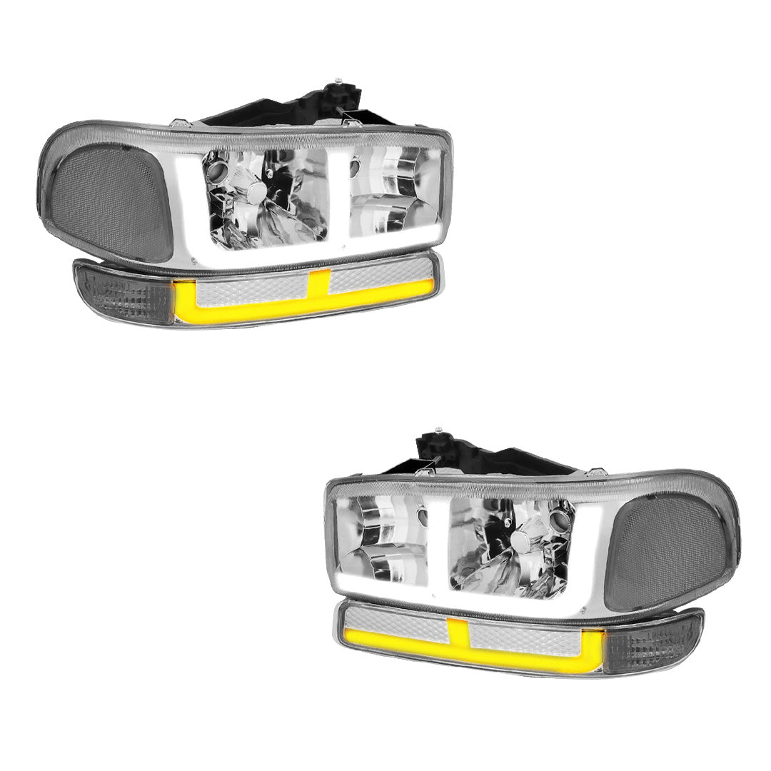 GMC Yukon XL 1500 SLE / SLT (2000 - 2006) F-LED DRL Replacement Headlights LH + RH