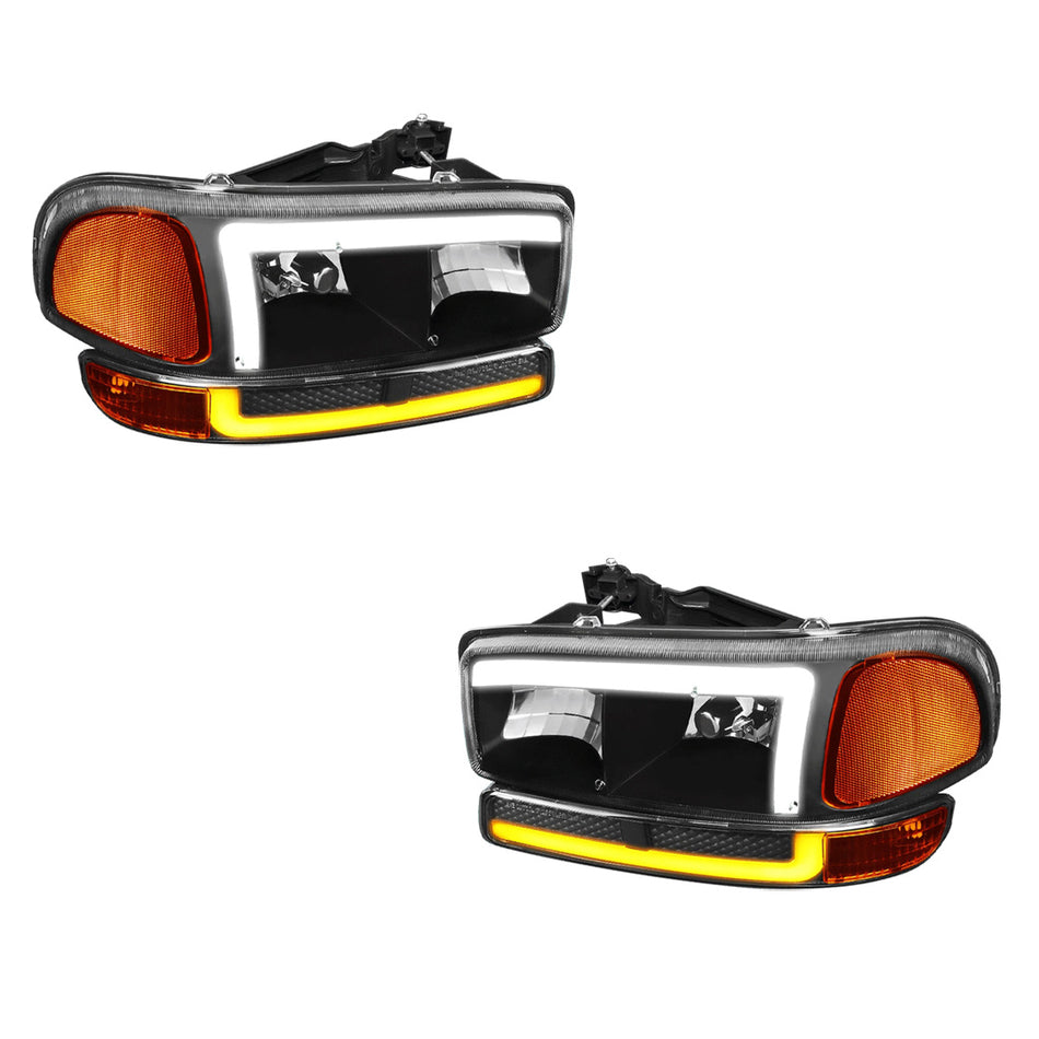 GMC Yukon XL 1500 SLE / SLT (2000 - 2006) L-LED DRL Replacement Headlights LH + RH