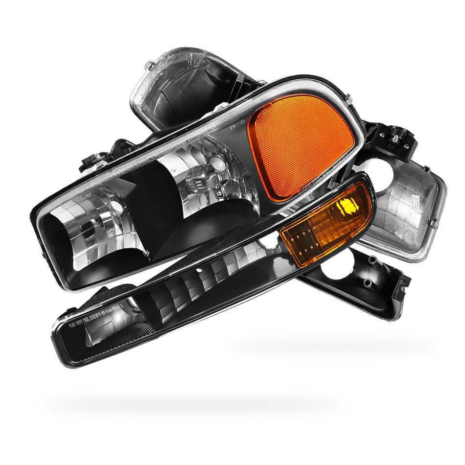 GMC Yukon XL 1500 SLE / SLT (2000 - 2006) Replacement Headlights and Bumper Lights LH + RH