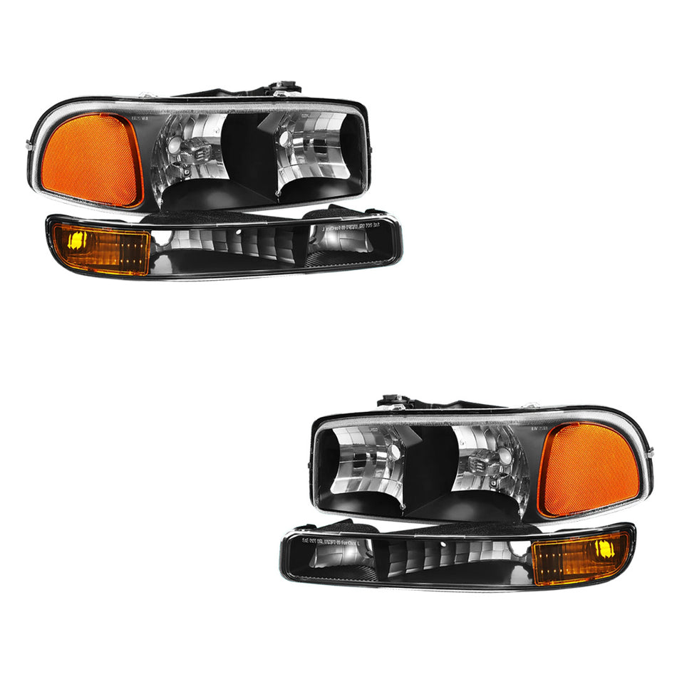 GMC Yukon XL 1500 SLE / SLT (2000 - 2006) Replacement Headlights and Bumper Lights LH + RH